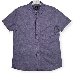 Armani Exchange (A|X) Short Sleeve Button Down - Men's Large - Purple Fitted